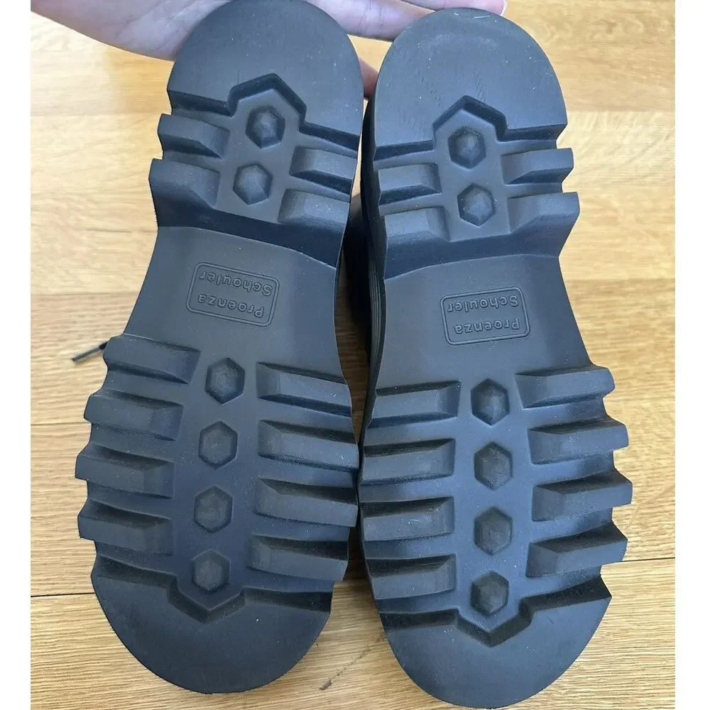 new Proenza Schouler "The City" Black Leather Combat Boots size EU 38 Lug Sole - Picture 8 of 10